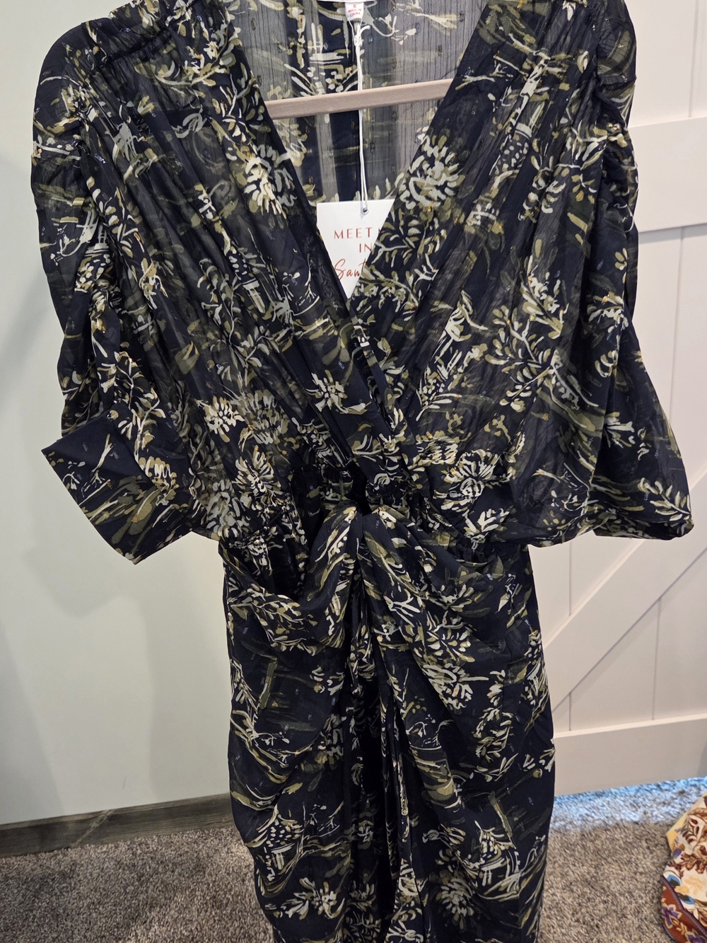 Navy Faux Wrap Dress